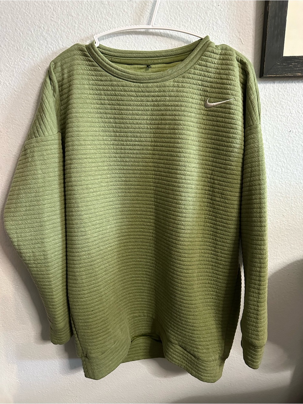 Nike Olive Green Quilted Crewneck Sweatshirt